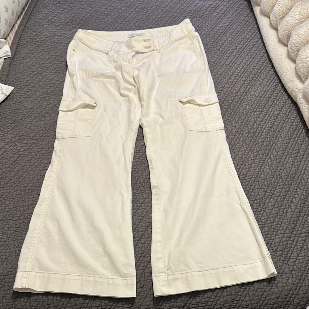 White House Black Market Cream Flare Jeans